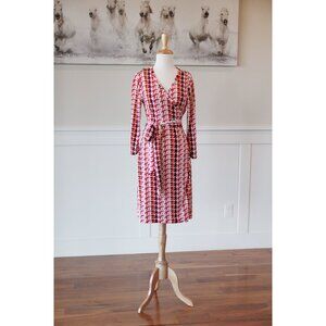 Vintage Banana Republic Retro Print wrap dress, long sleeve 1970s fashion